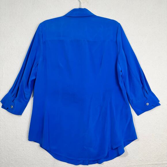 Soft Surroundings Blue Silk Button Up Tunic Blouse Size Petite Large 3/4 Sleeve - Picture 5 of 6